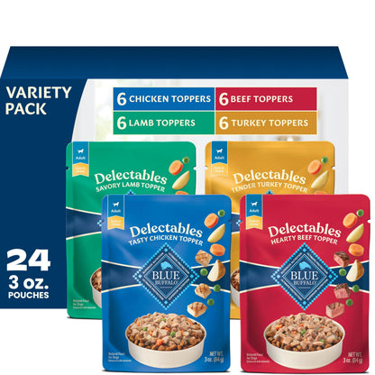 Blue Buffalo Delectables Variety Pack Dog Food Topper, 3 oz, 12 ct
