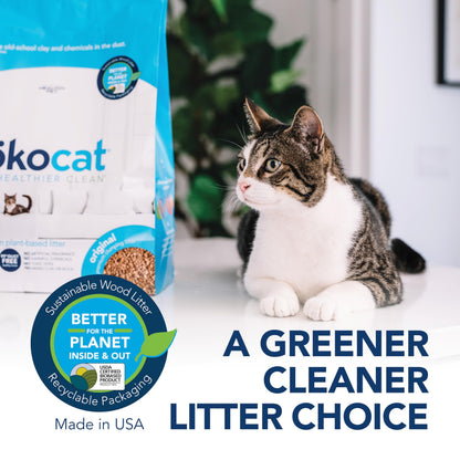 ökocat Low Tracking Natural Wood Clumping Cat Litter, Odor Control 14 Lbs