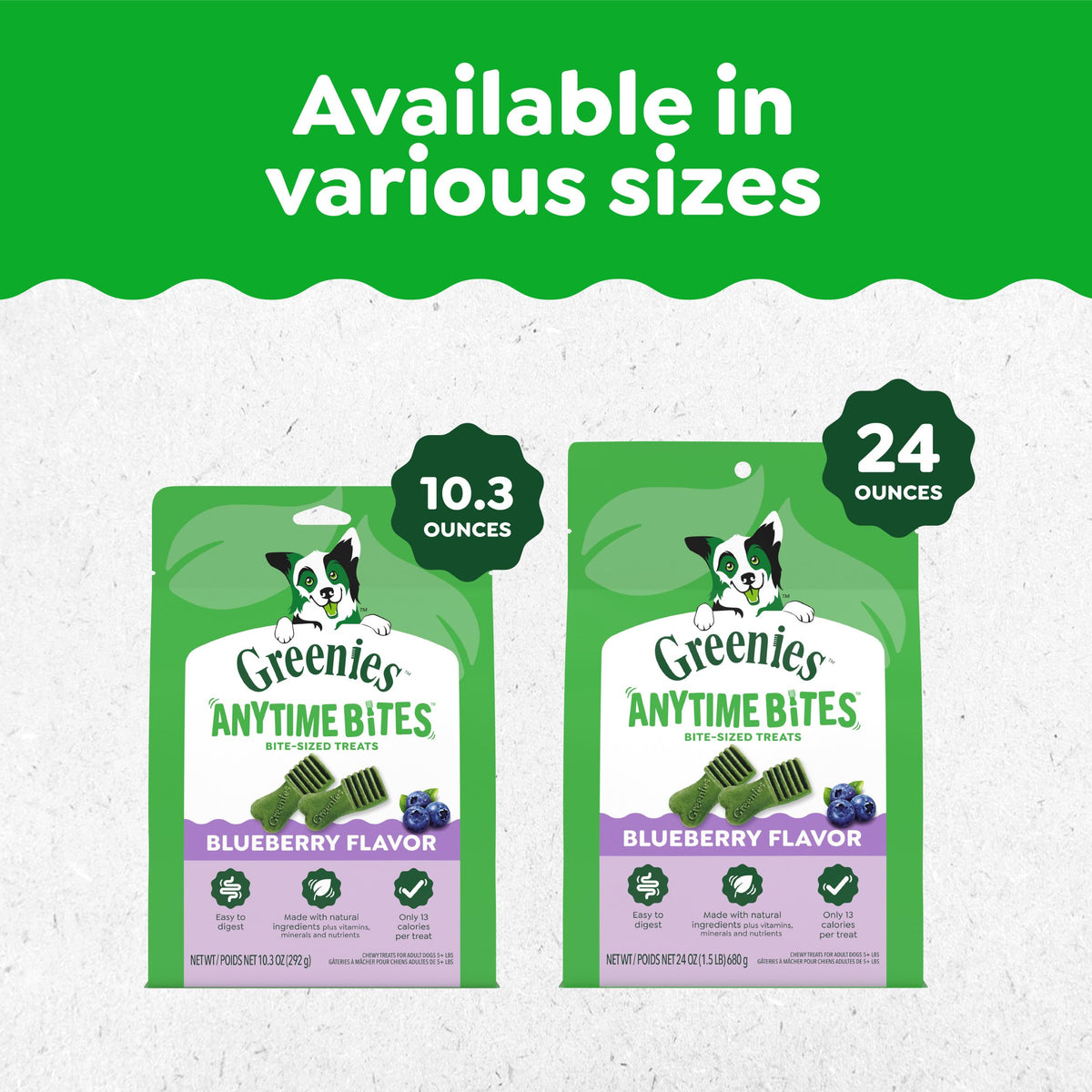 Greenies Anytime Bites Dog Treats, Blueberry Flavor, 10.3 oz