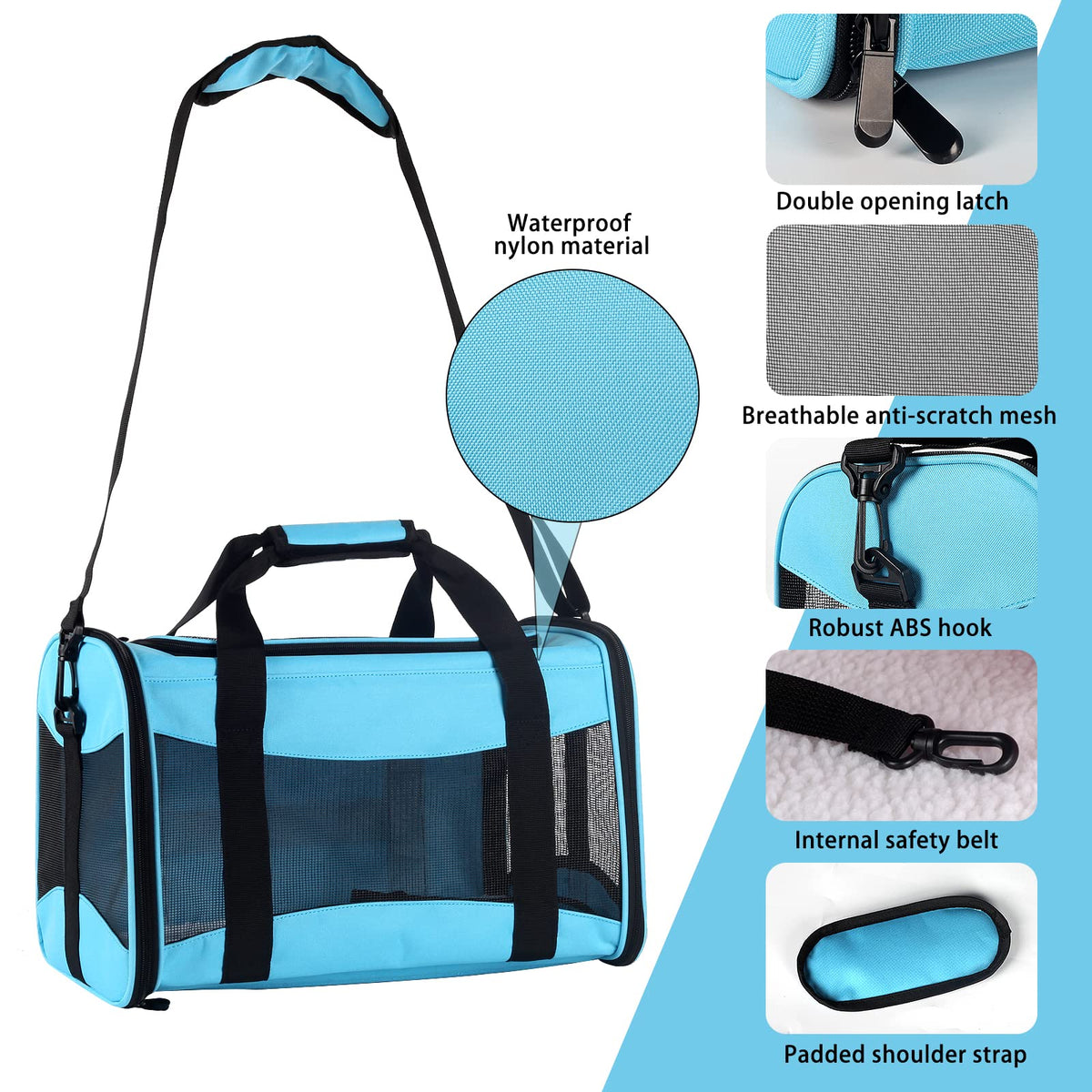 Cat Dog Carriers Soft-Sided Pet Carrier Large Cats for Medium Big Cat Small Dog Puppy up to 16lbs TSA Airline Approved Animal Collapsible Cat Carrier Carriers Travel Carrier Cat Bag (17x11x11)