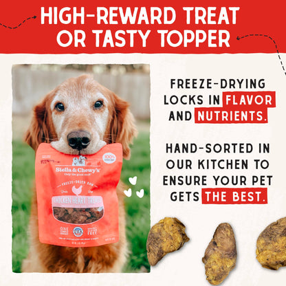 Stella & Chewy's Freeze-Dried Raw Chicken Breast Dog Treats - Single Ingredient, No Additives - Premium Training Treats - Perfect For Picky Eaters - 2.75oz Bag
