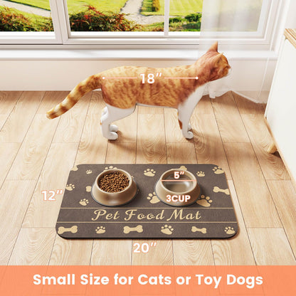 Pet Feeding Mat-Absorbent Pet Placemat for Food and Water Bowl, with Waterproof Rubber Backing, Quick Dry Water Dispenser Mat for Dog and Cat (20"x12", Blue)