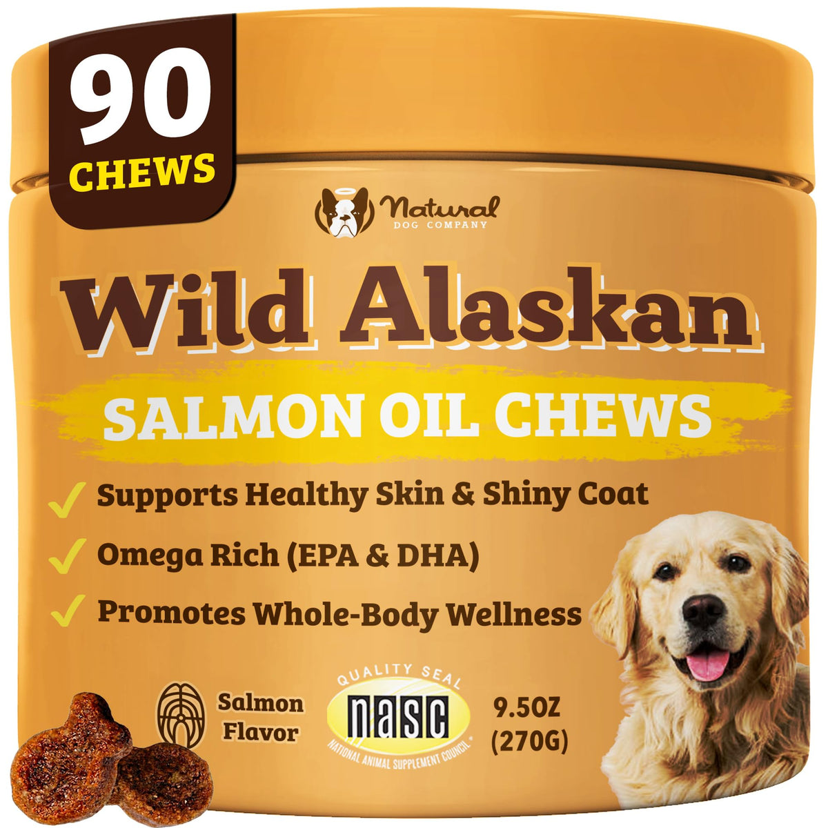 Natural Dog Company Wild Alaskan Salmon Oil for Dogs - 16 oz