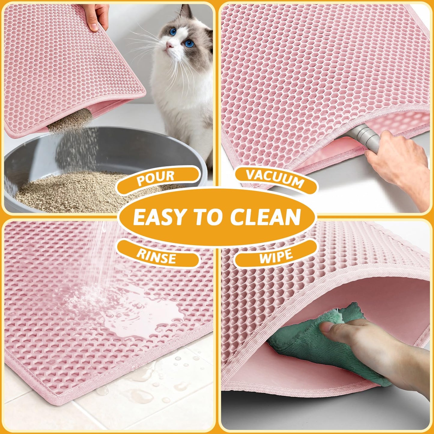 Pieviev Litter Mat, Double-Layer Waterproof Trapping Mat, 24" x 15" Black