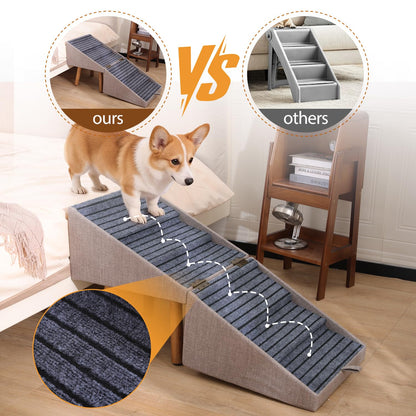 Dog Stairs for Small Dogs Faux Leather Foldable Pet Ramp and Ottoman