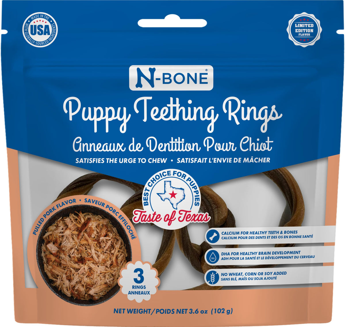 N-Bone Puppy Teething Rings, Chicken Flavor, Natural Puppy Teething Chews & Chew Treats, Helps Soothe Teething Gums, Calcium Enriched, 6 Rings