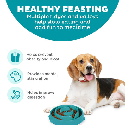 Outward Hound Fun Feeder Slo Bowl Dog Slow Feeder, Wave, Pink, 5.8"