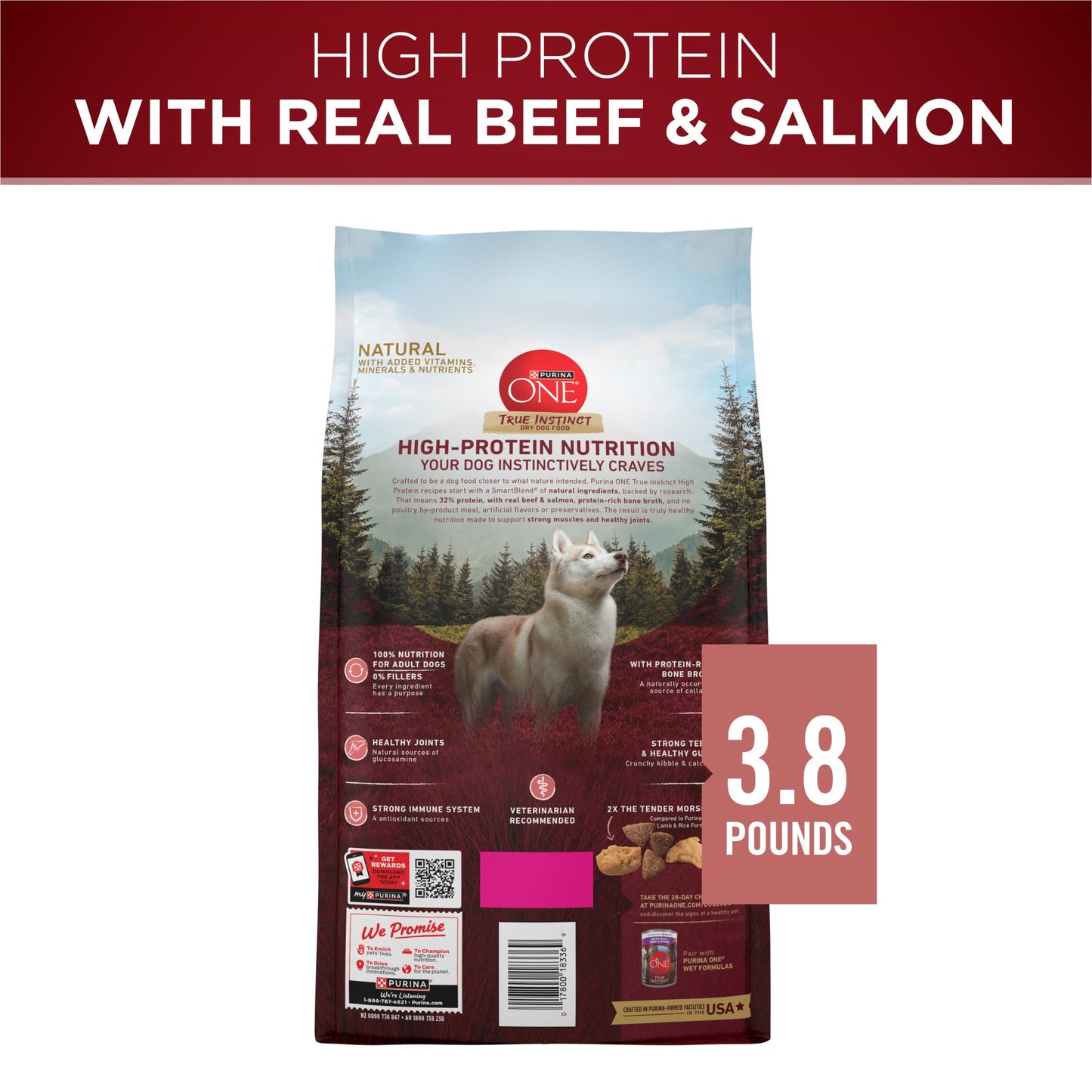 Purina ONE True Instinct Dry Dog Food, Real Turkey & Venison, 7.4 lb Bag