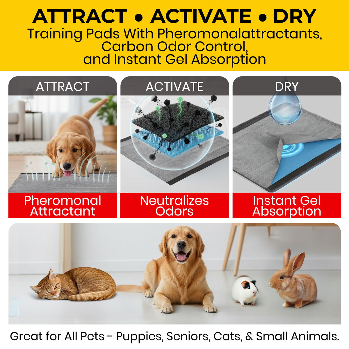 Glad for Pets Activated Carbon Disposable Dog Training Pads, 100 Count