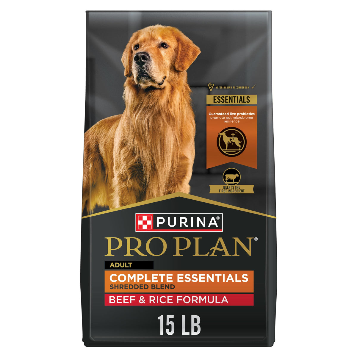 Purina Pro Plan Complete Essentials Beef & Rice Dry Dog Food, 35 lb Bag