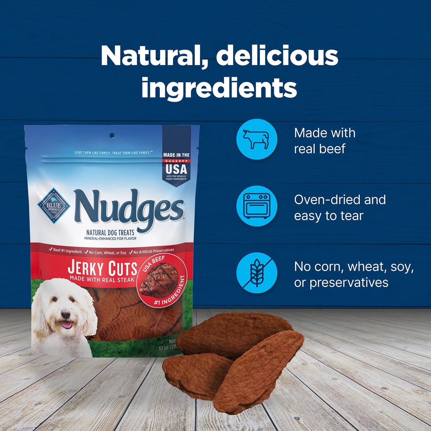 Blue Buffalo Nudges Jerky Cuts Chicken Dog Treats, 36 oz