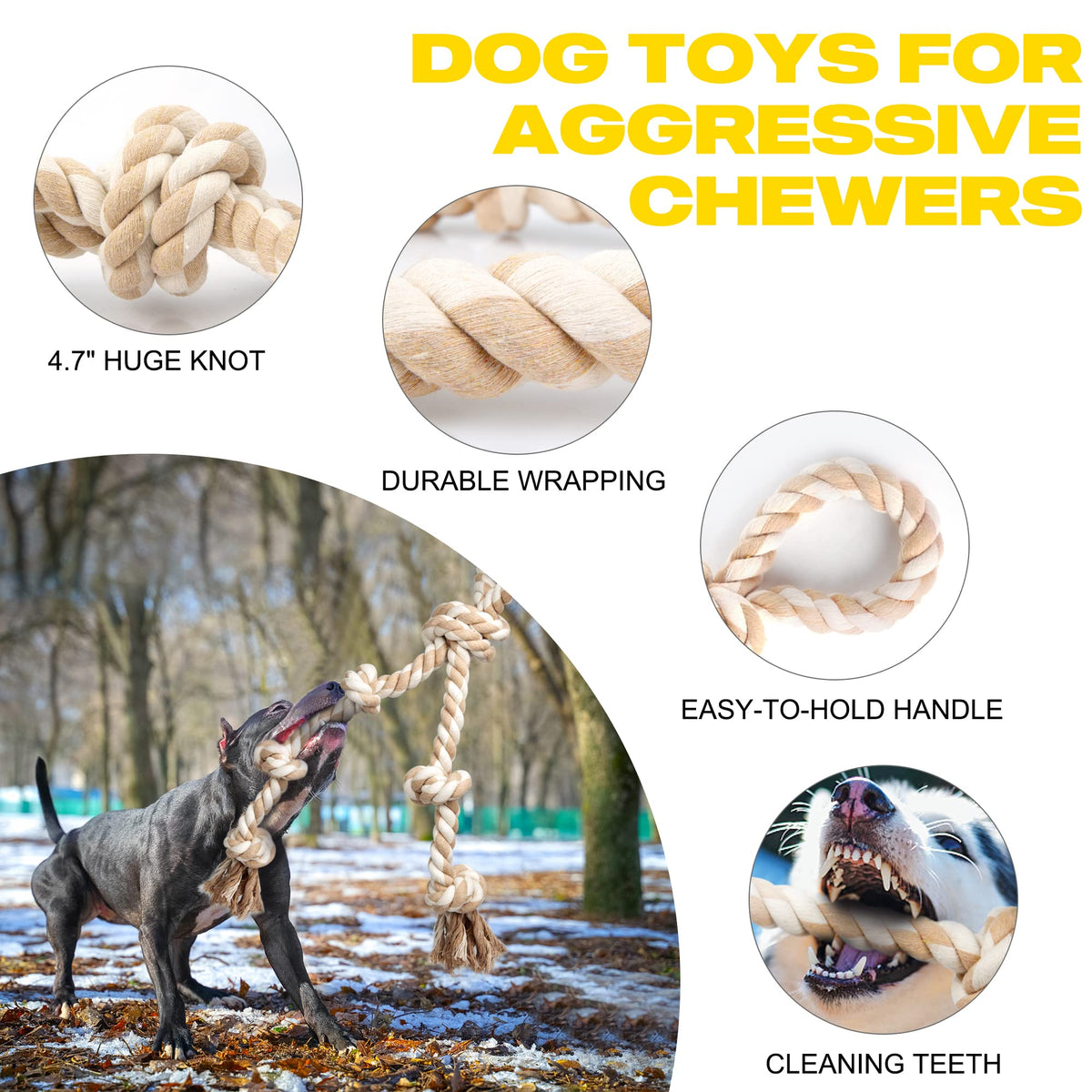 Fida Dog Rope Toys for Aggressive Chewers, Chew Toys for Large Medium Dogs