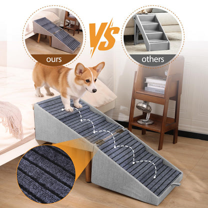 Dog Stairs for Small Dogs Faux Leather Foldable Pet Ramp and Ottoman