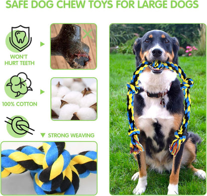 SHARLOVY Large Tough Chew Toys for Aggressive Chewers, 9 Pack Dog Rope Toys