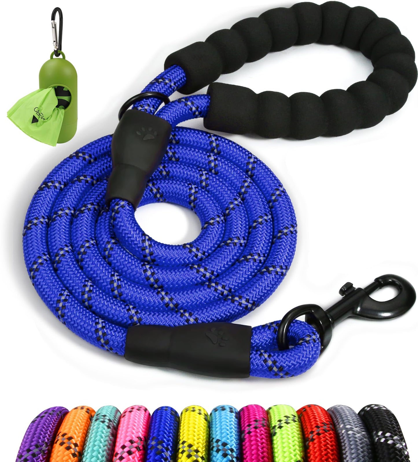 Taglory Rope Dog Leash for Medium Large Dogs, 6 FT Padded Handle, Turquoise