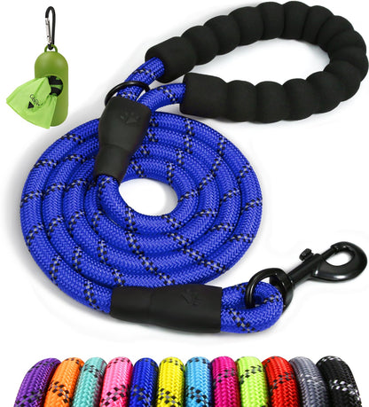 Taglory Rope Dog Leash for Medium Large Dogs, 6 FT Padded Handle, Black