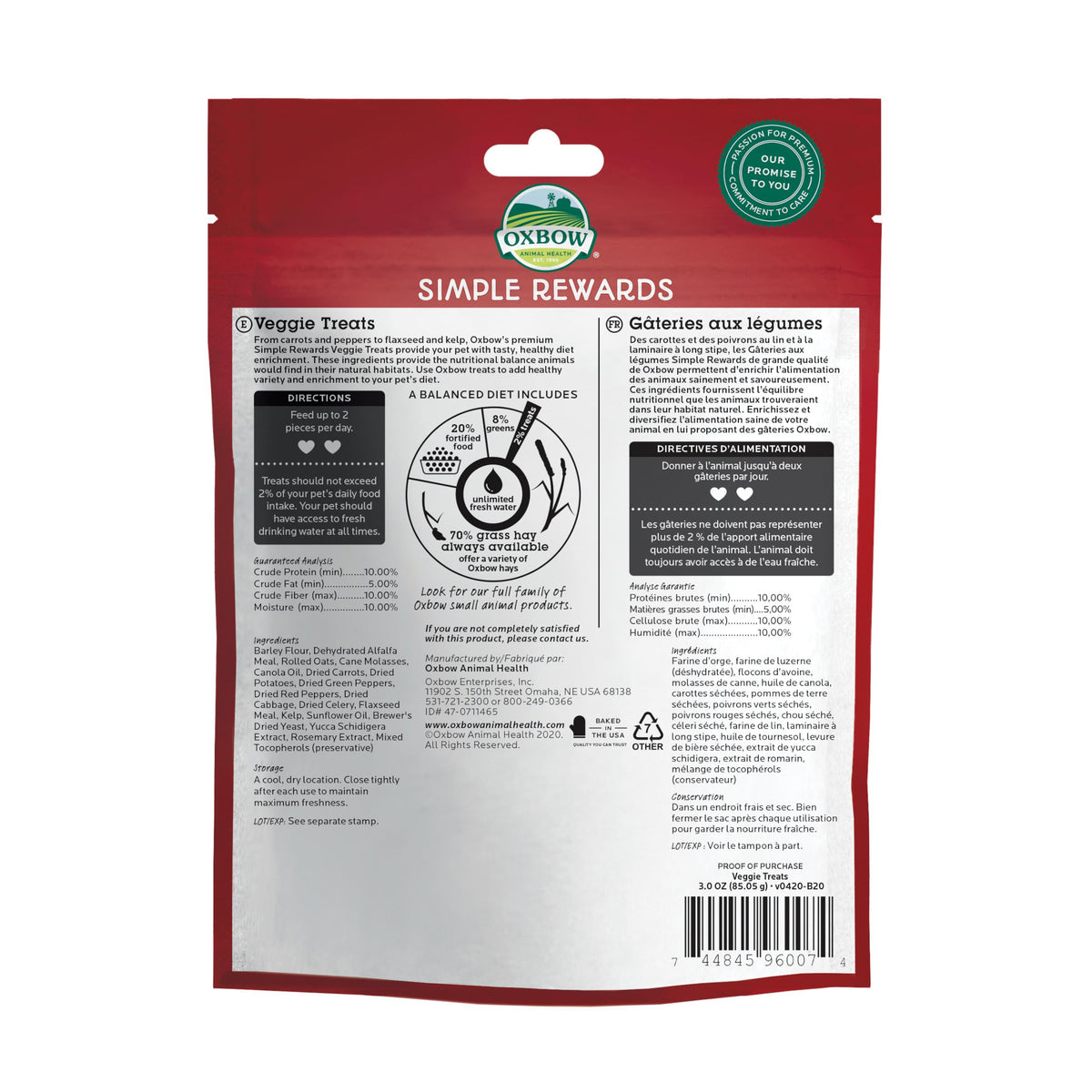 Oxbow Simple Rewards Guinea Pig & Rabbit Treats, Apple Banana, Baked, 3 oz