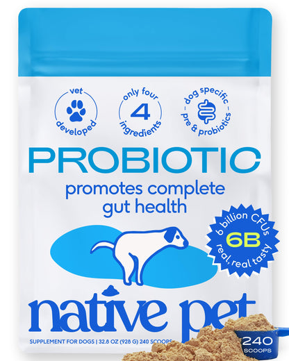 Native Pet GutWell Power Poop - Digestive Support & Fiber for Dogs - Promotes Healthy Stools, Supports Balanced Microbiome & Digestive Function - Triple-Biotic Blend & M-Fiber - 60 Scoops