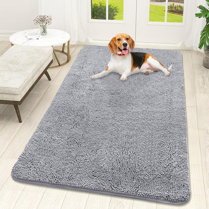 OLANLY Dog Door Mat for Muddy Paws 30x20, Super Absorbent Chenille Mud Mat