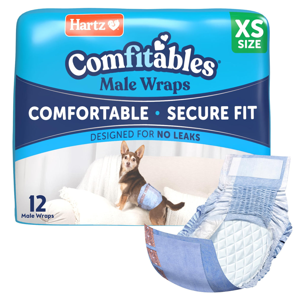 Hartz Comfitables Disposable Male Dog Wraps Stretchy Waistband, M 36 Count