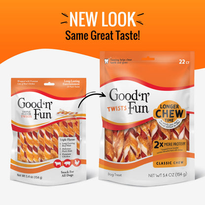 Good 'n' Fun Twists Long-Lasting Dog Treat, 35 Count (12 Pack)