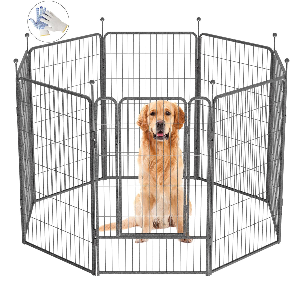 Dog Playpen,32/40/45 Inch Height in Heavy Duty, Folding Indoor Outdoor Anti-Rust Dog Exercise Fence, Portable Pet Playpen with Door for Large Medium Small Dogs and Pet (16 Panels, 32 Inch) Silver