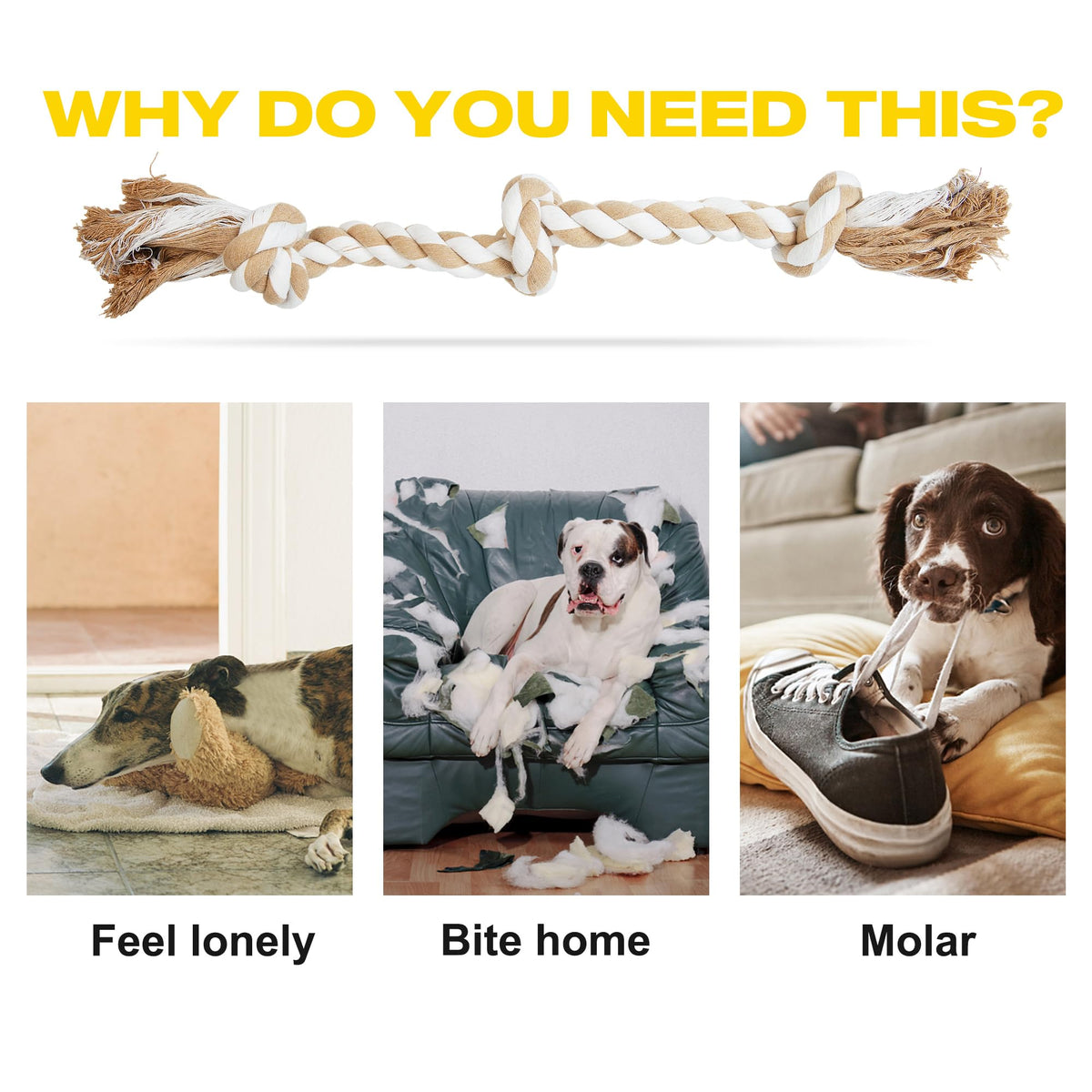 Fida Dog Rope Toys for Aggressive Chewers, Chew Toys for Large Medium Dogs