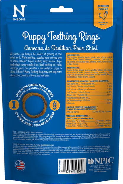 N-Bone Puppy Teething Rings, Chicken Flavor, Natural Puppy Teething Chews & Chew Treats, Helps Soothe Teething Gums, Calcium Enriched, 6 Rings