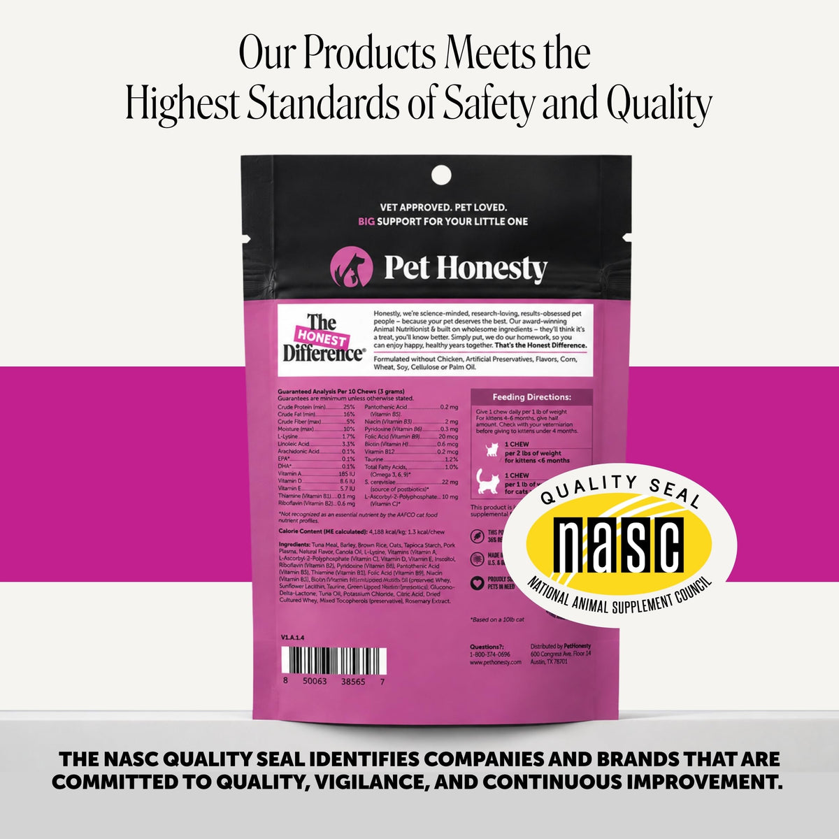 Pet Honesty Vet Backed Cat Multivitamin Lickable Puree, Salmon, 40 Ct