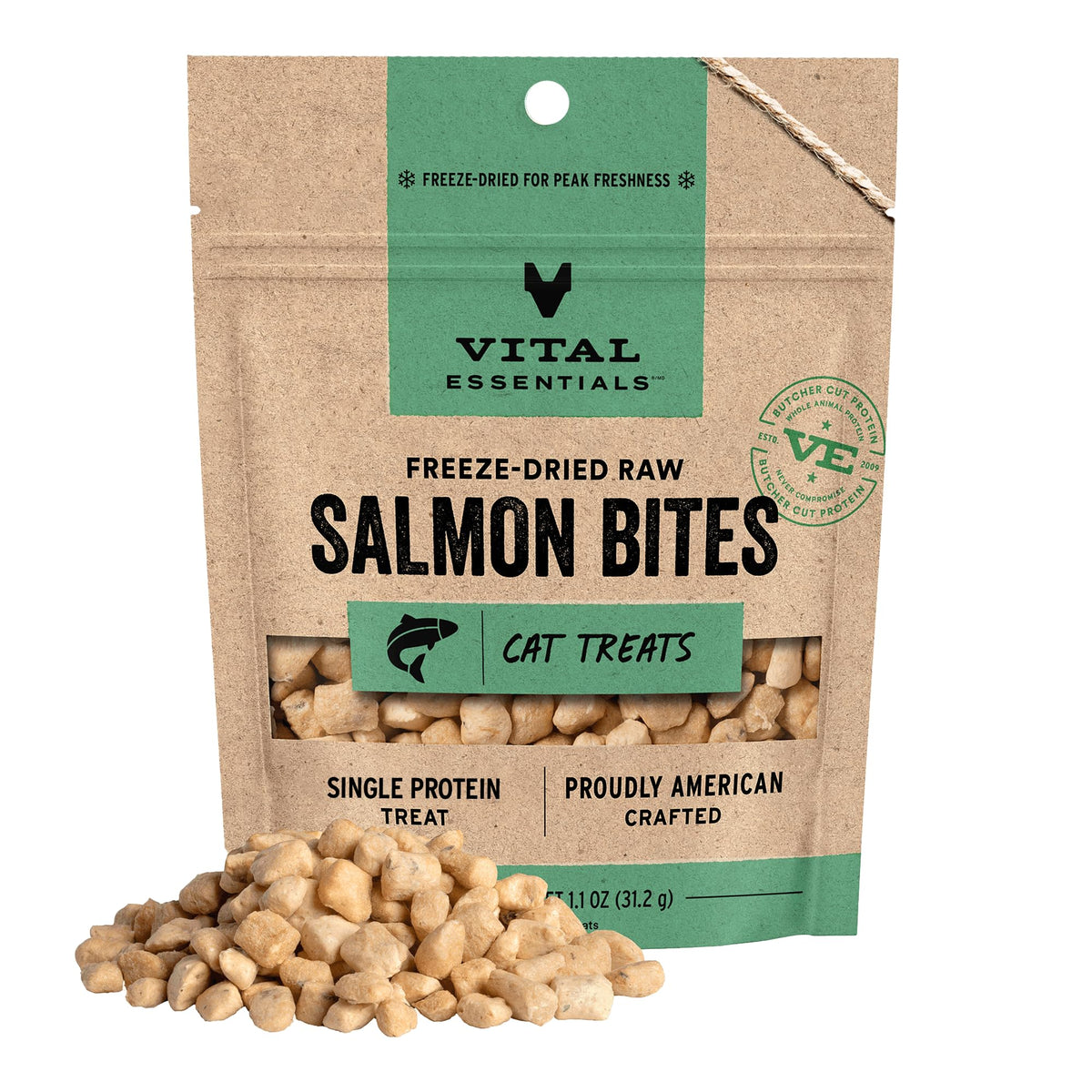 Vital Essentials Freeze Dried Cat Treats, Ahi Tuna Bites, 1.1 oz Bag