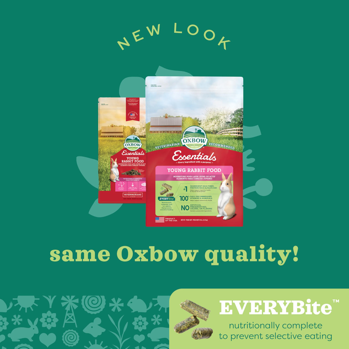 Oxbow Essentials Adult Rabbit Food, Timothy Hay Rabbit Pellets, USA, 5 lb