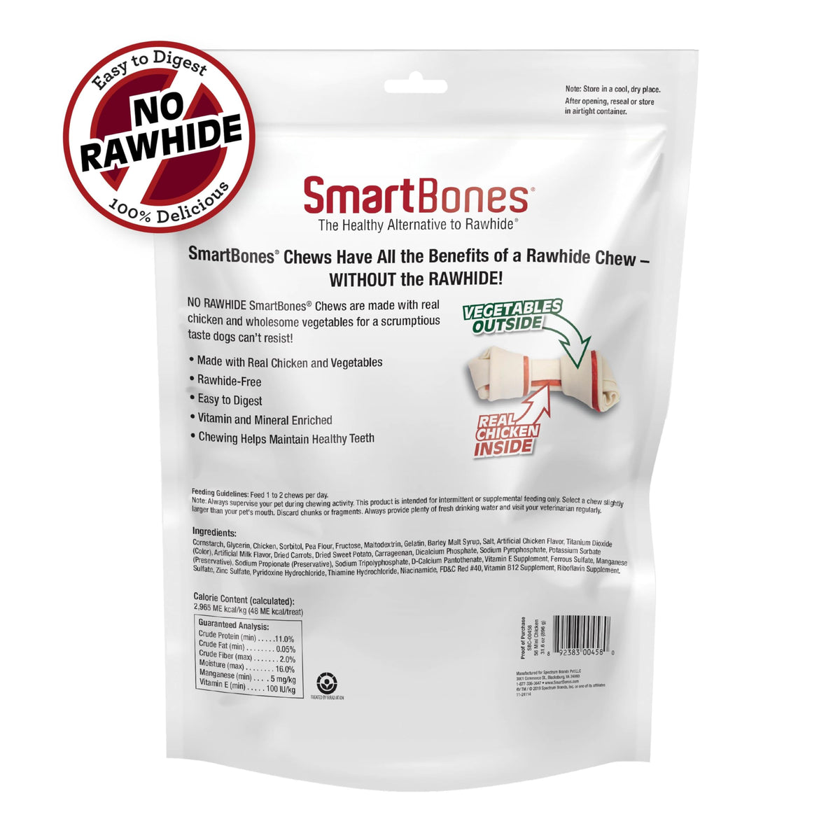 SmartBones Mini Bones with Real Peanut Butter 56 Count, Rawhide-Free Chews for Dogs