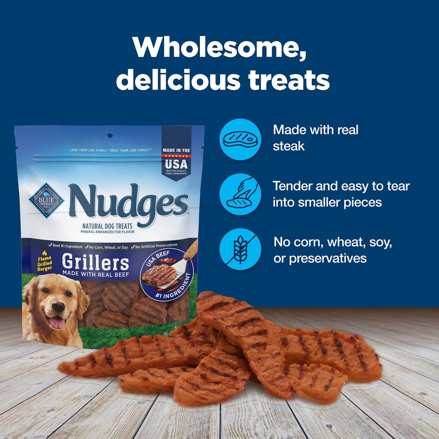 Blue Buffalo Nudges Grillers Chicken Dog Treats, 16 oz