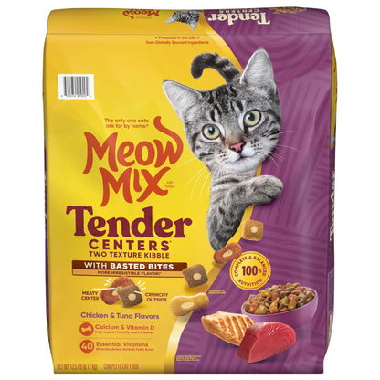 Meow Mix Tender Centers, Dry Cat Food, Beef & Salmon Flavors, 14.2 lb. Bag