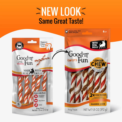 Good 'n' Fun Twists Long-Lasting Dog Treat Made With Real Protein, 70 Count