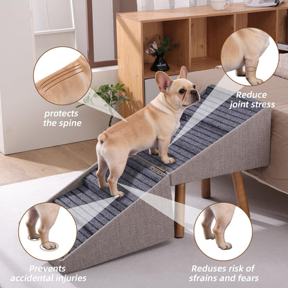 Dog Stairs for Small Dogs Faux Leather Foldable Pet Ramp and Ottoman