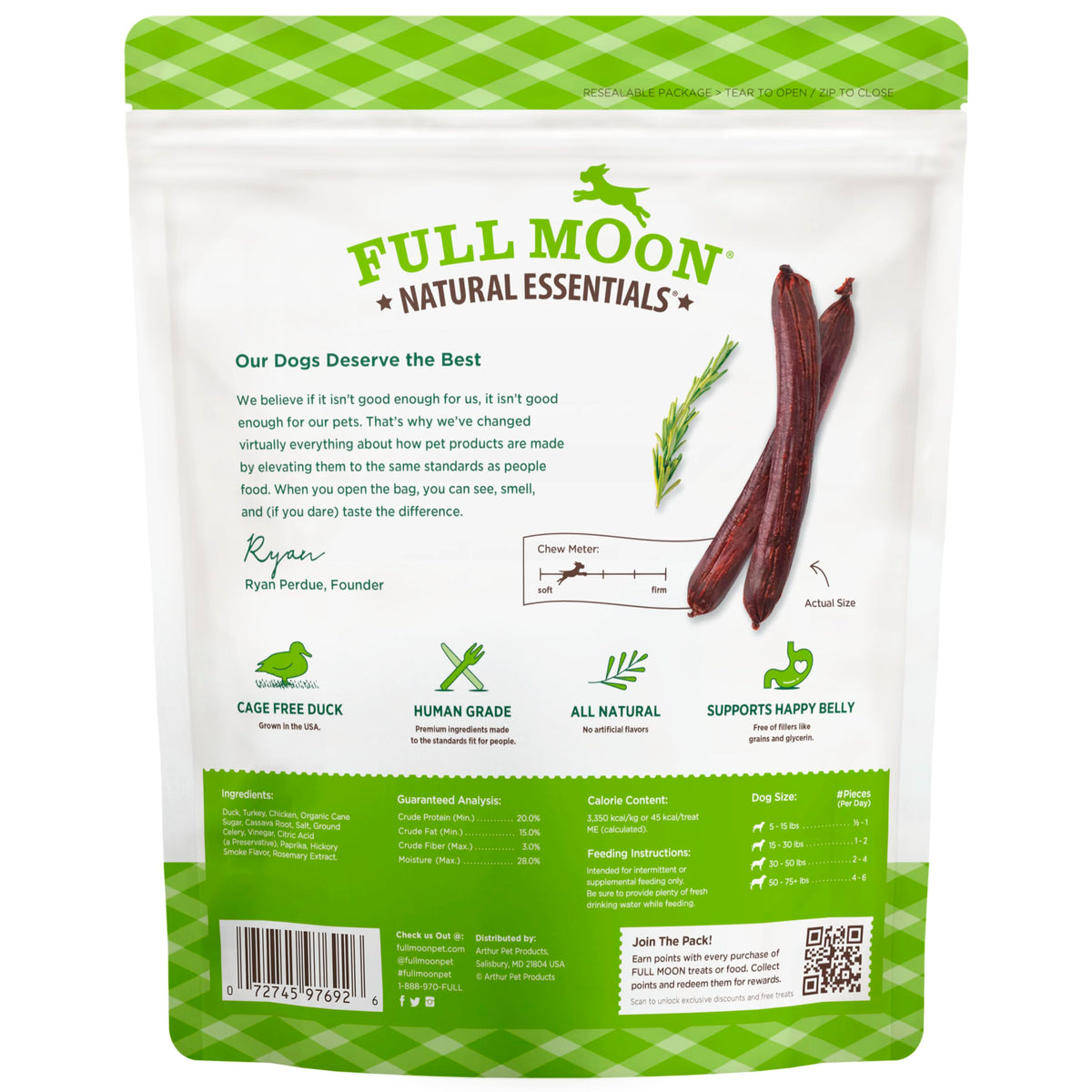 Full Moon All Natural Human Grade Dog Treats, Essential Beef Savory Sticks, 22 Ounce, 1.375 Pound (Pack of 1)