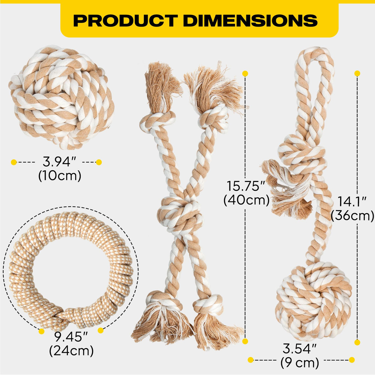 Fida Dog Rope Toys for Aggressive Chewers, Chew Toys for Large Medium Dogs