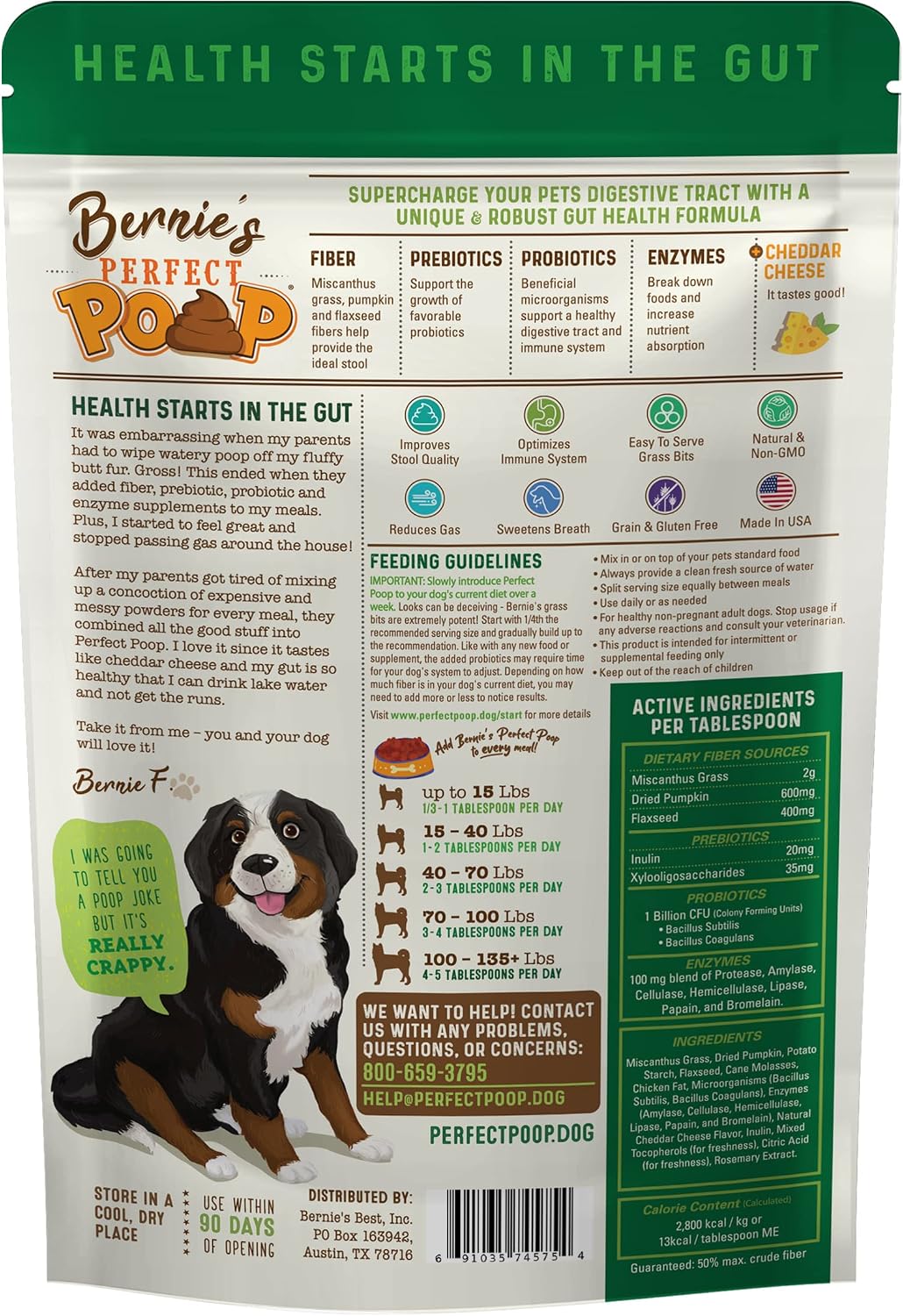 Bernie's Perfect Poop 4-in-1 Digestion Supplement, 2 Flavor Bundle, 12.8 oz