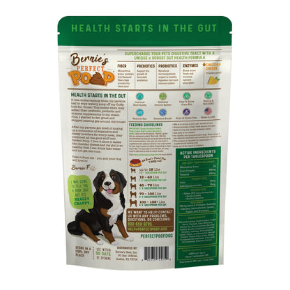 Bernie's Perfect Poop 4-in-1 Dog Digestion Supplement, Cheese, 12.8 oz