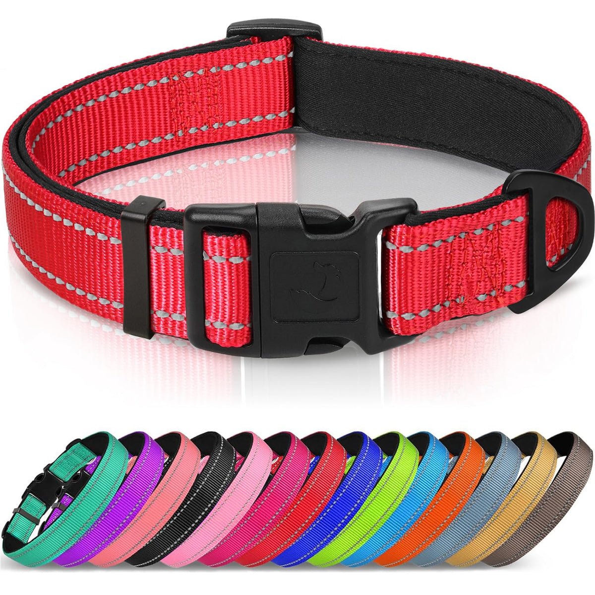 Joytale Reflective Dog Collar, Adjustable Neoprene Padded, Purple M