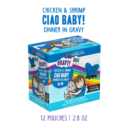 Weruva B.F.F. OMG - Best Feline Friend Oh My Gravy! Tuna & Chicken Charm Me with Tuna & Chicken in Gravy Cat Food, 3oz Pouch (Pack of 48)
