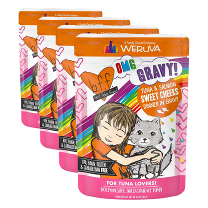 Weruva B.F.F. OMG - Best Feline Friend Oh My Gravy! Tuna & Chicken Charm Me with Tuna & Chicken in Gravy Cat Food, 3oz Pouch (Pack of 48)