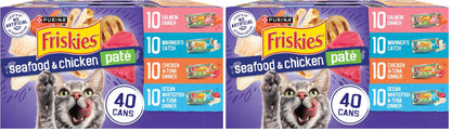 Purina Friskies Pate Wet Cat Food Variety, Seafood & Chicken, (40) 5.5 oz