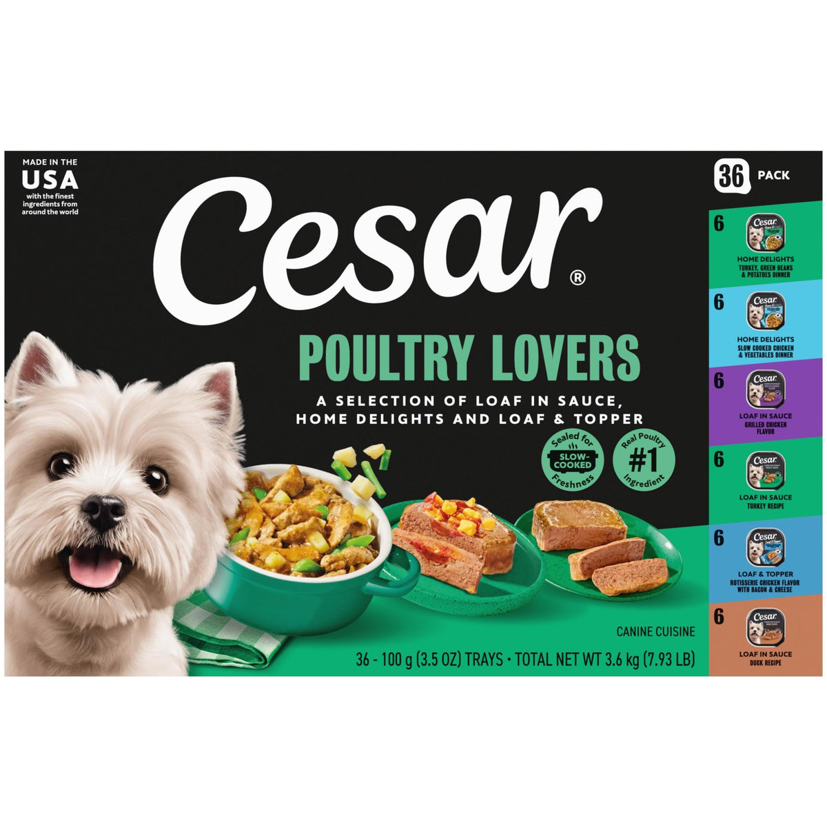 Cesar Home Delights & Loaf Wet Dog Food, Variety Lovers, 3.5 oz, 36 Count