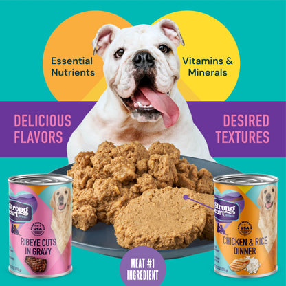 A Strong Heart Chopped Dog Food, Real Beef Dinner, 13.2oz Cans, 12pk