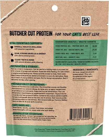 Vital Essentials Freeze Dried Cat Treats, Ahi Tuna Bites, 1.1 oz Bag