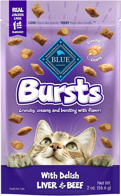 Blue Buffalo Bursts Liver & Beef Crunchy & Creamy Cat Treats, 2 oz, 6 ct