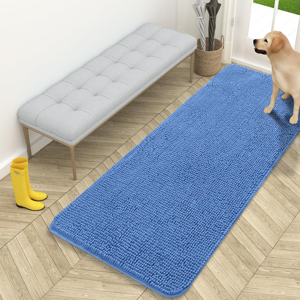 OLANLY Dog Door Mat for Muddy Paws 30x20, Super Absorbent Chenille Mud Mat