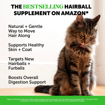 Cat Hairball Remedy Treats - Dual Texture Crunchy Creamy Hairball Treatment for Cats, Furball Relief Control Supplement with Fiber, Fish Oil for Indoor Cats Skin Coat Digestion (90-Day Supply)